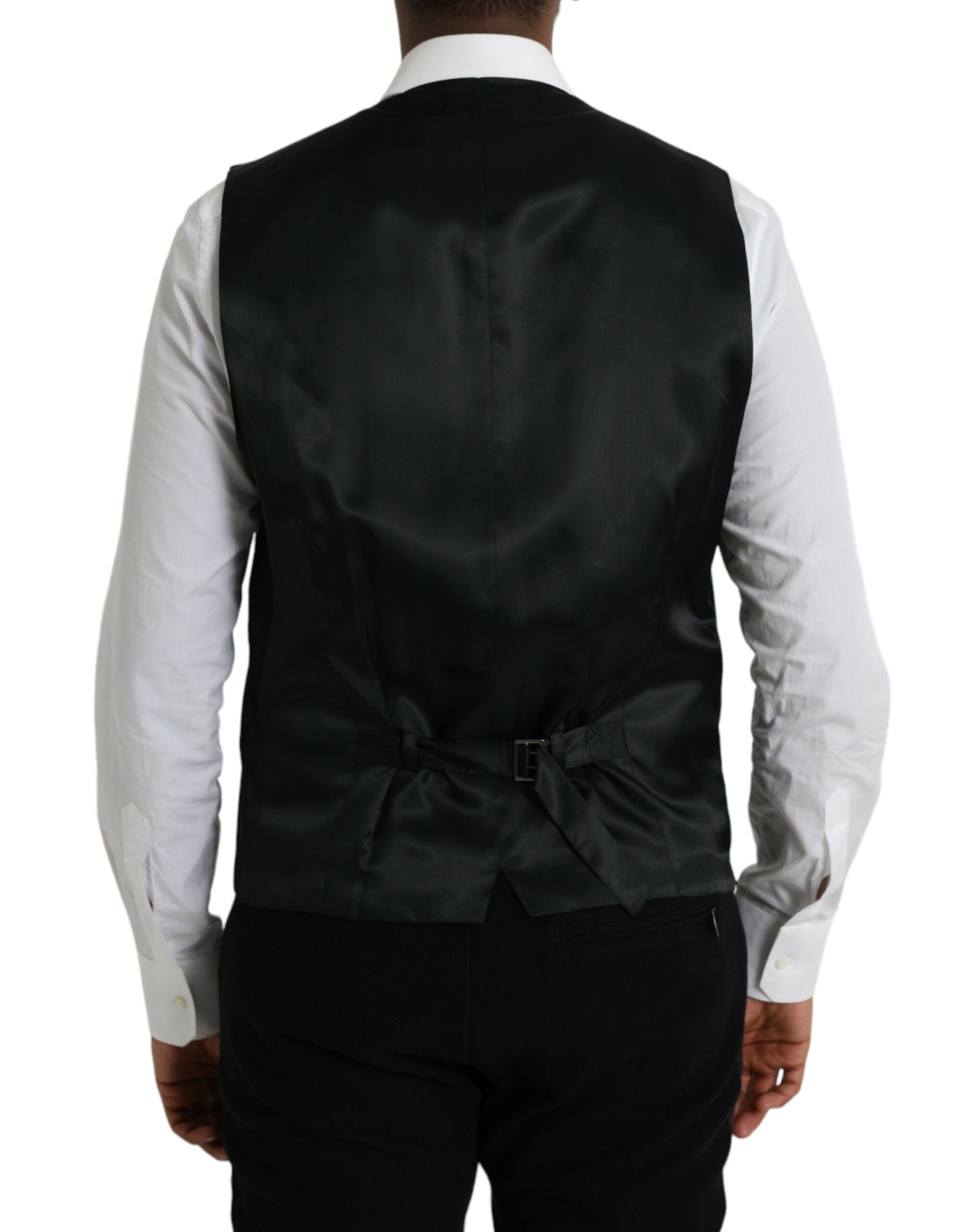 Dolce &amp; Gabbana Black Wool Waistcoat Dress Formal Vest