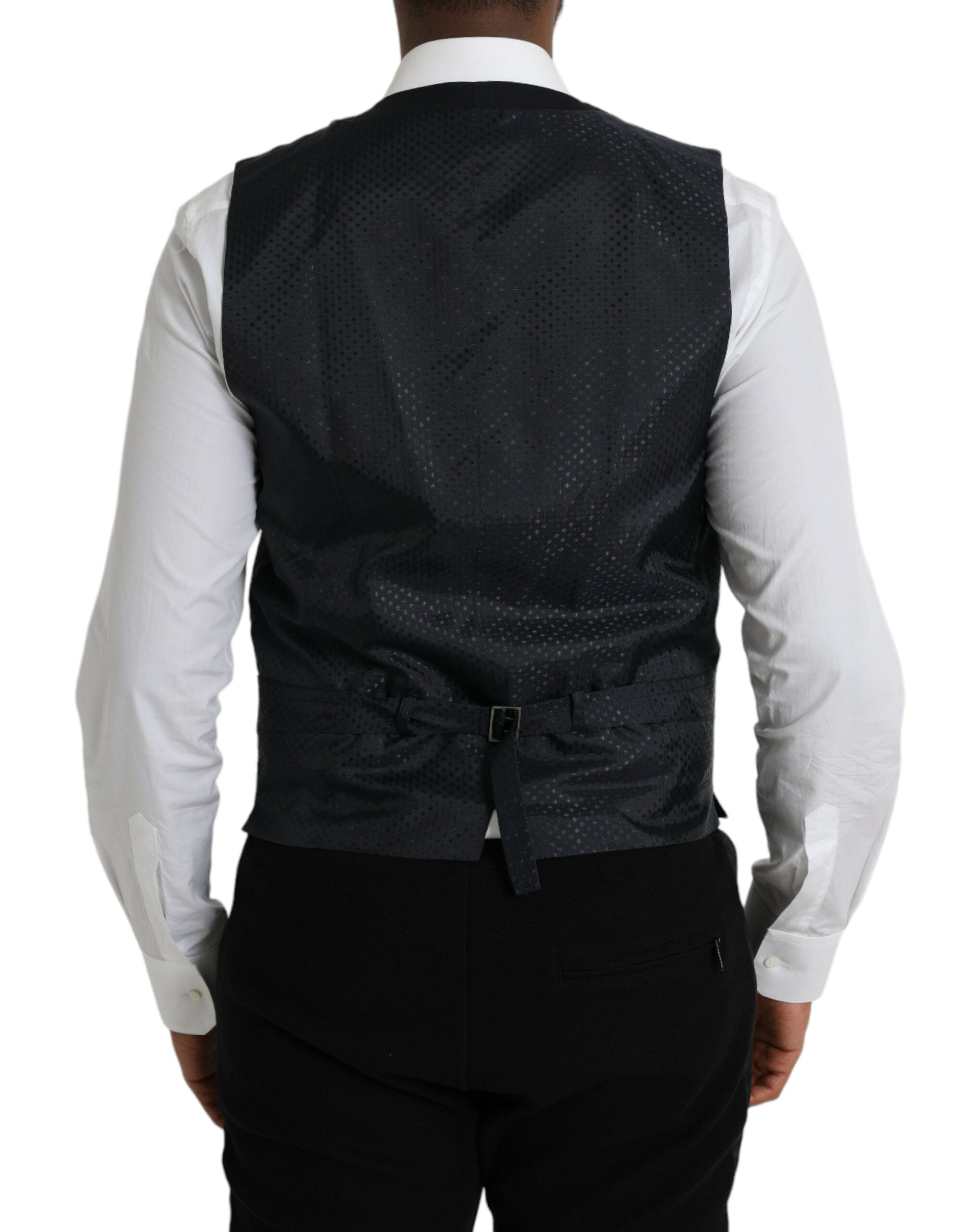 Dolce &amp; Gabbana Black Wool Waistcoat Dress Formal Vest