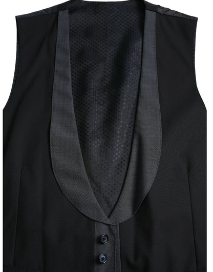 Dolce &amp; Gabbana Black Wool Waistcoat Dress Formal Vest