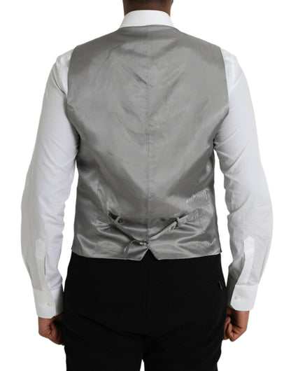 Dolce &amp; Gabbana Light Gray Wool Formal Dress Waistcoat Vest