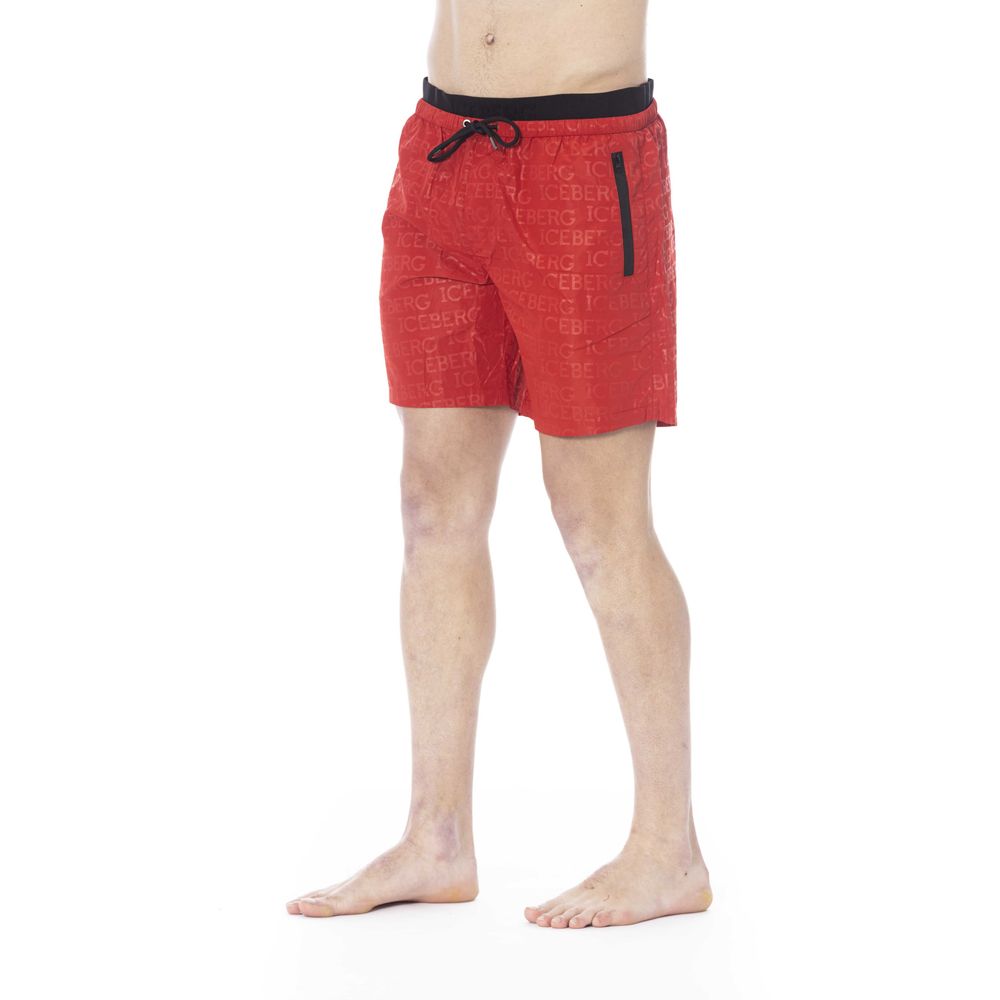 Iceberg Red Polyester Men Swim Trunk