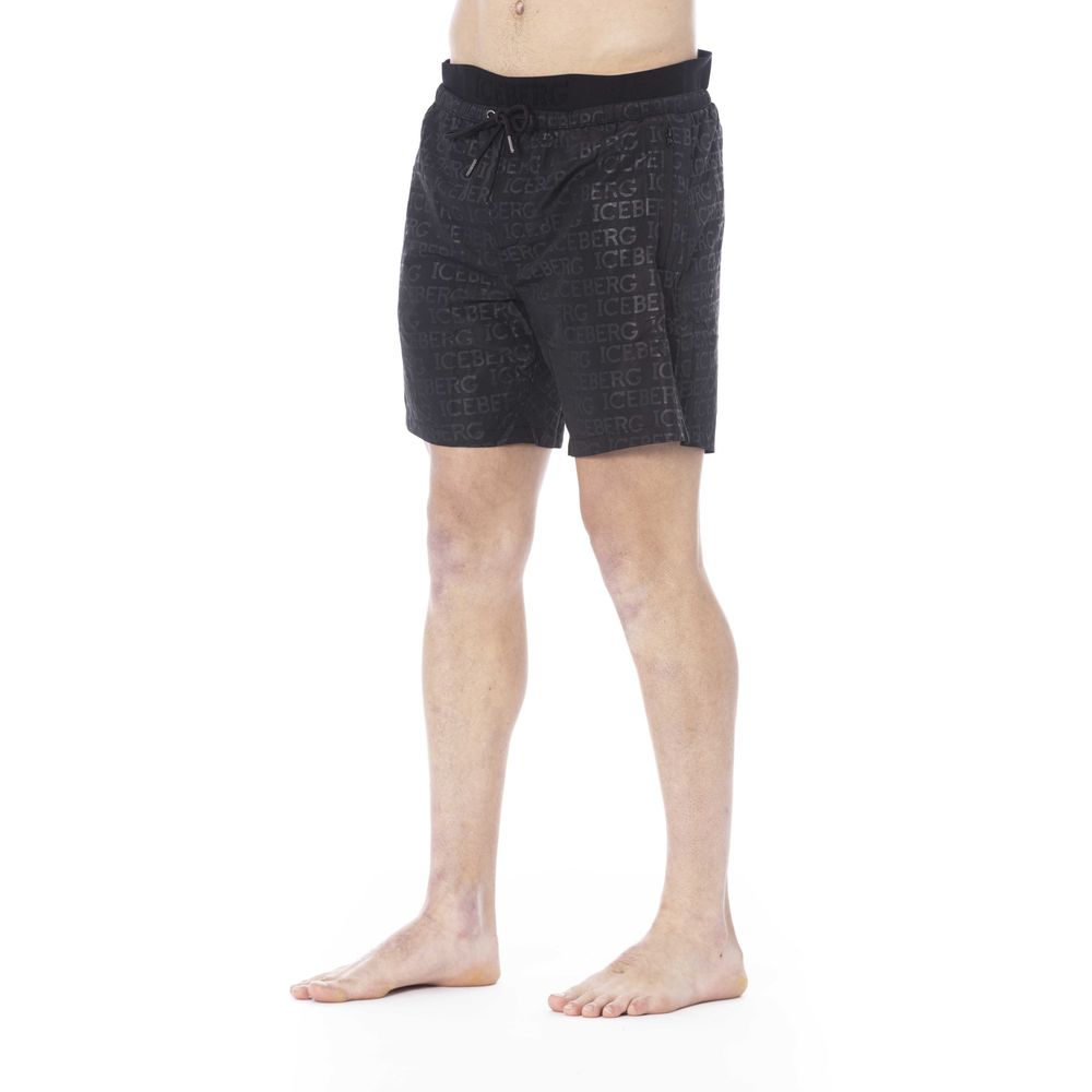 Iceberg Black Polyester Men Swim Trunk