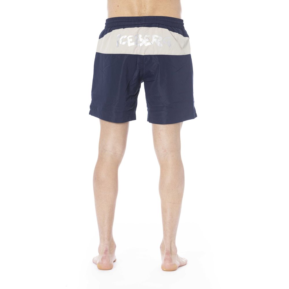 Iceberg Blue Polyester Men Swim Trunk