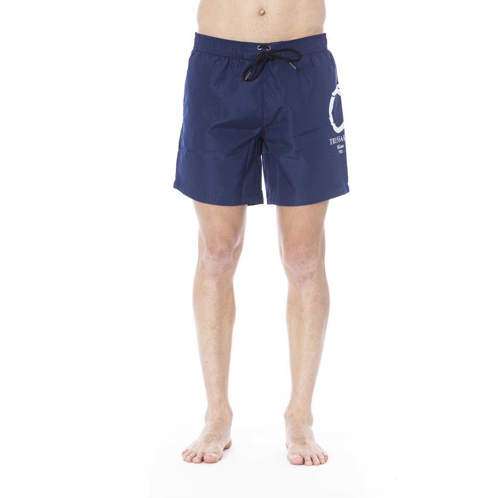 Trussardi Beachwear Blue Polyester Men Swim Trunk