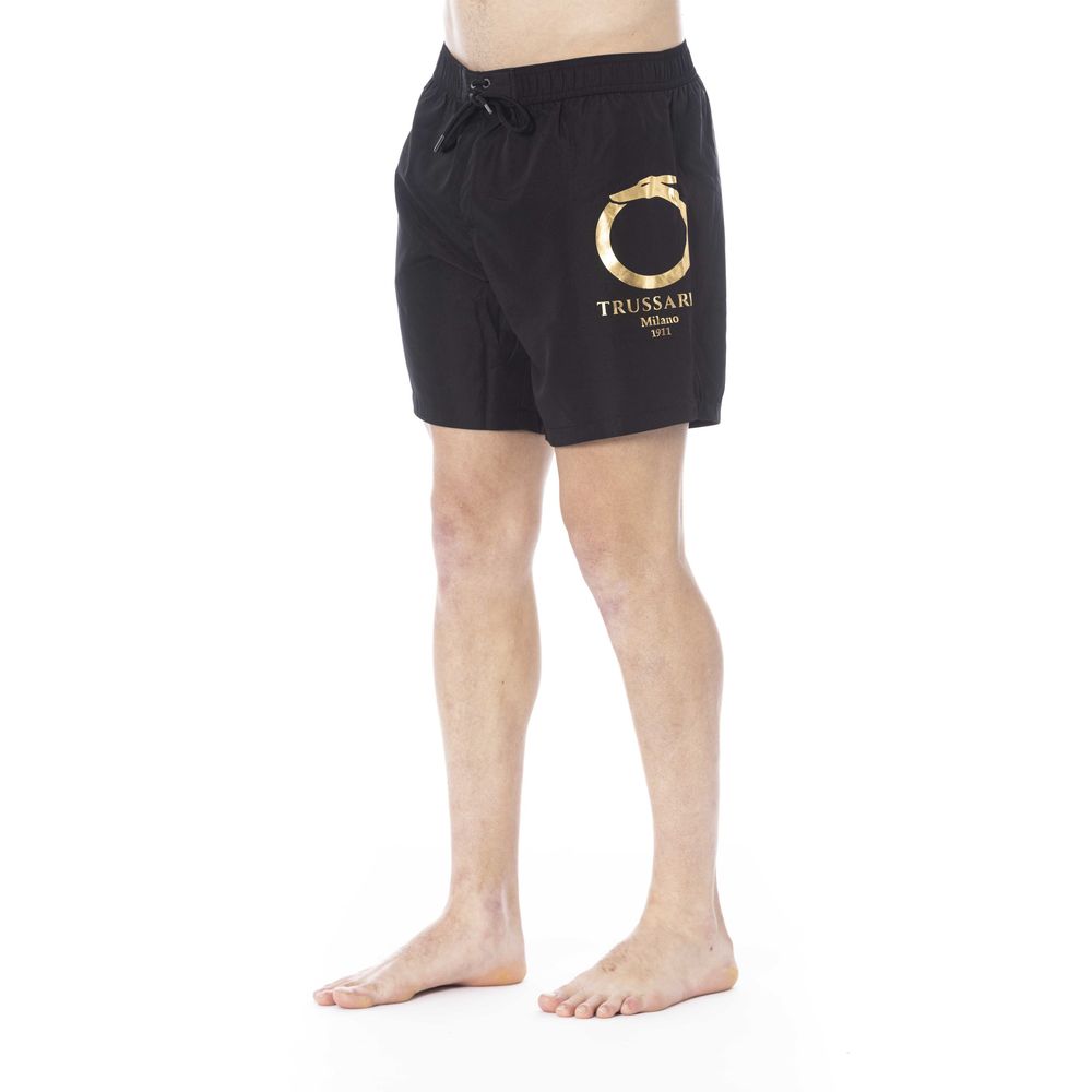 Trussardi Beachwear Black Polyester Men Swim Trunk