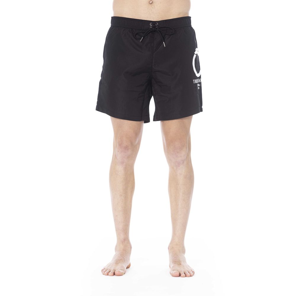 Trussardi Beachwear Black Polyester Men Swim Trunk