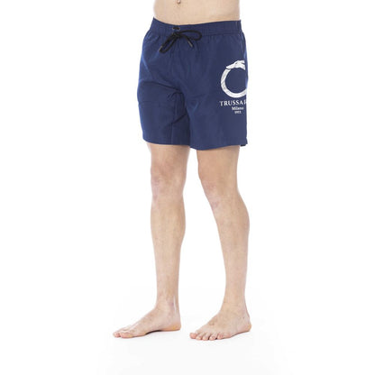 Trussardi Beachwear Blue Polyester Men Swim Trunk