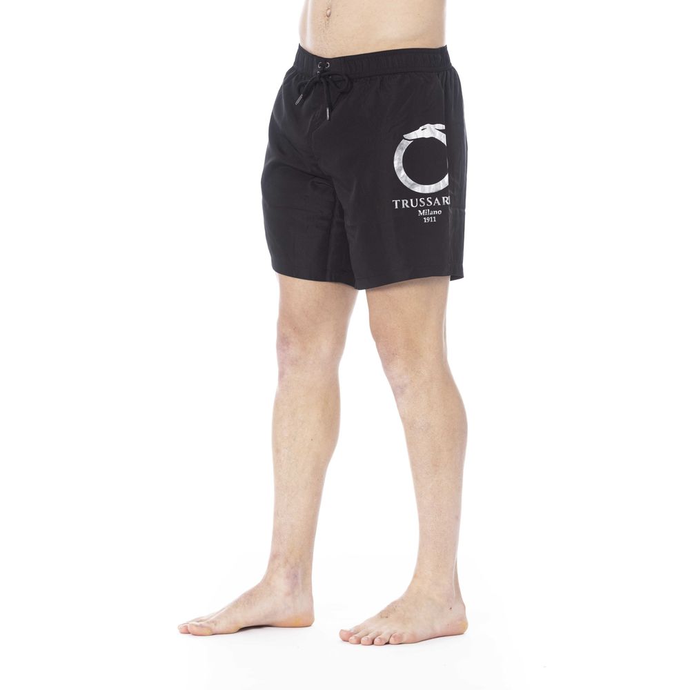 Trussardi Beachwear Black Polyester Men Swim Trunk