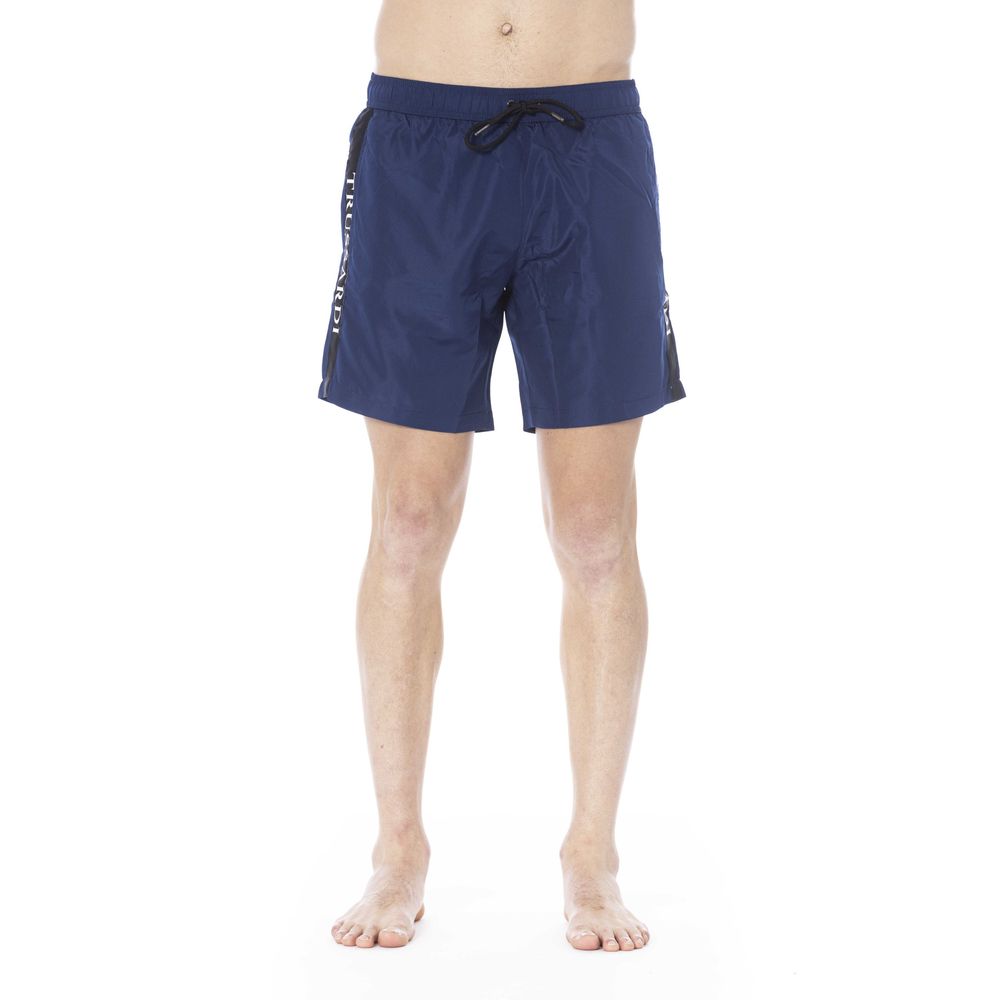 Trussardi Beachwear Blue Polyester Men Swim Trunk