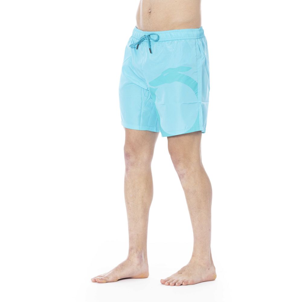 Trussardi Beachwear Light Blue Polyester Men Swim Trunk