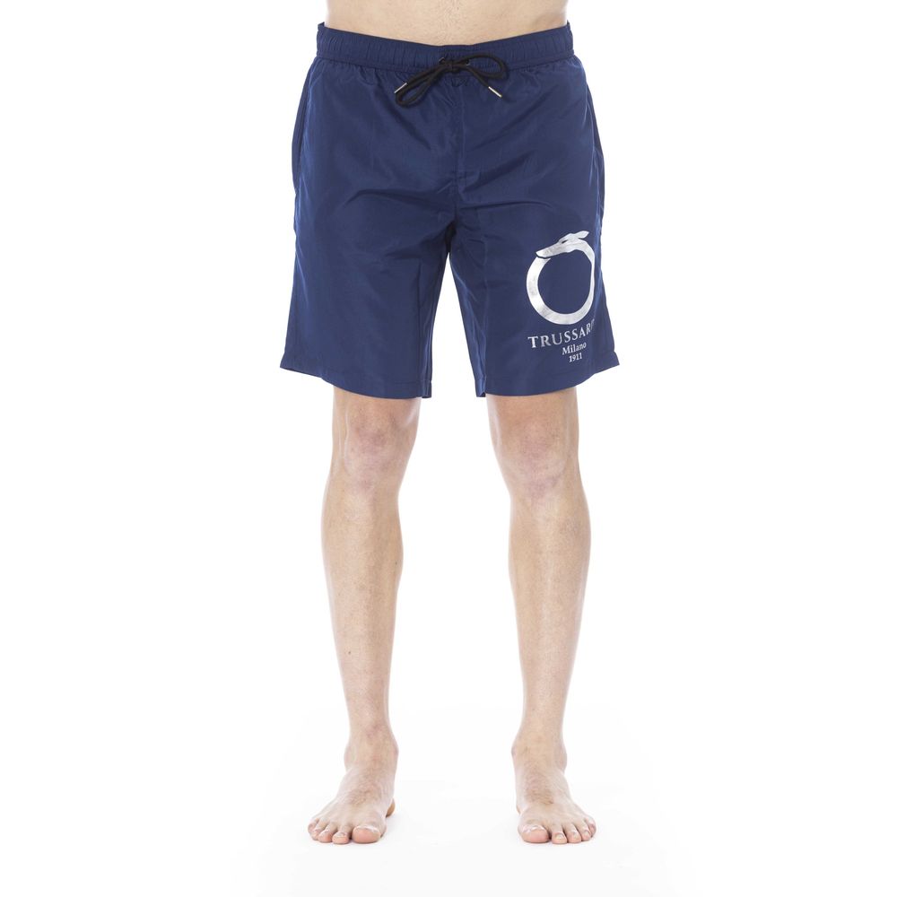 Trussardi Beachwear Blue Polyester Men Swim Trunk