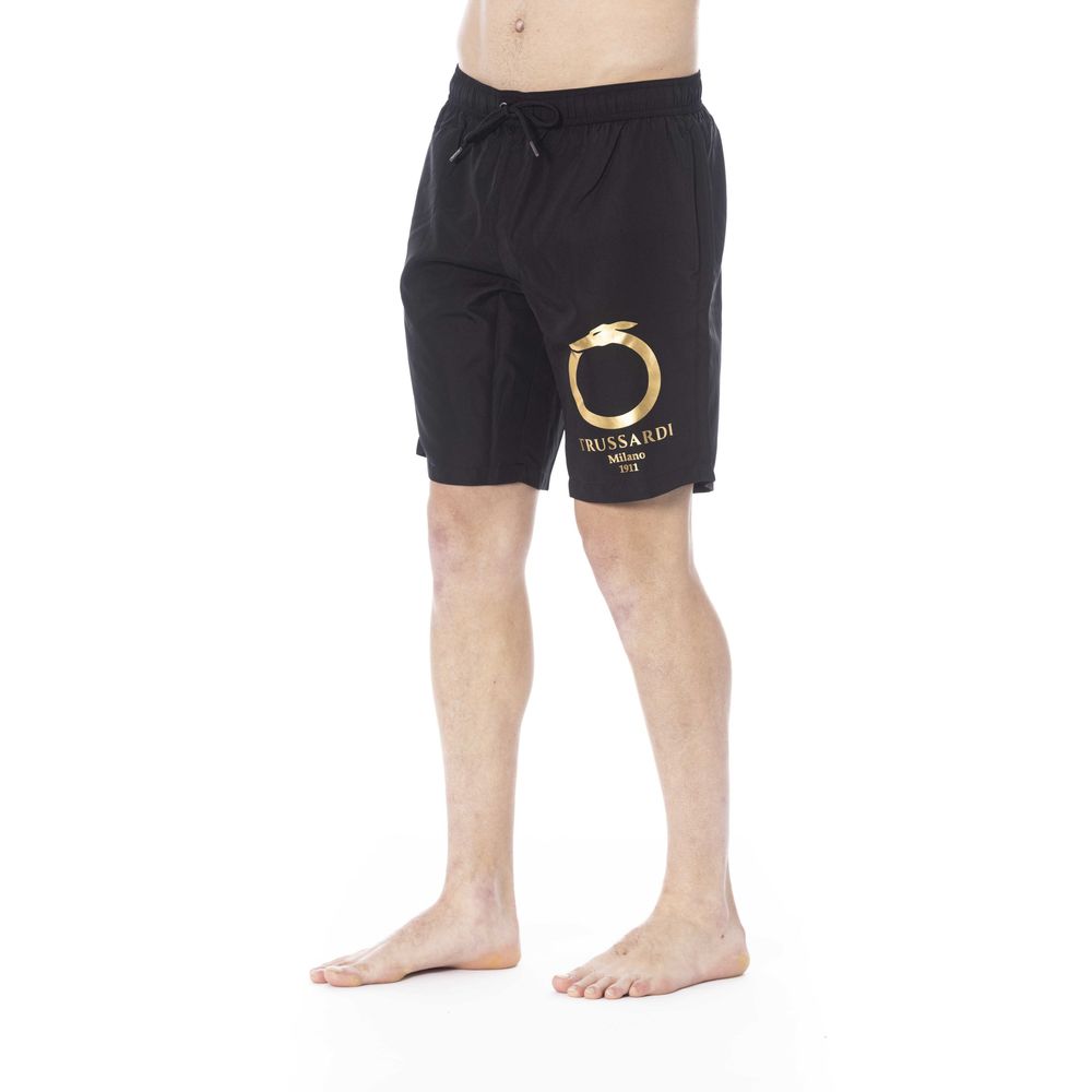 Trussardi Beachwear Black Polyester Men Swim Trunk