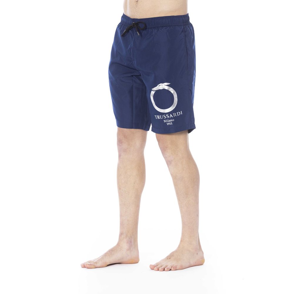 Trussardi Beachwear Blue Polyester Men Swim Trunk