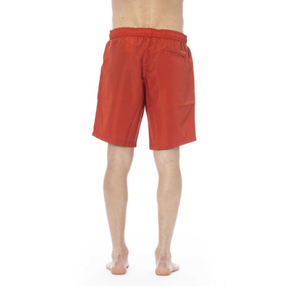 Trussardi Beachwear Red Polyester Men Swim Trunk