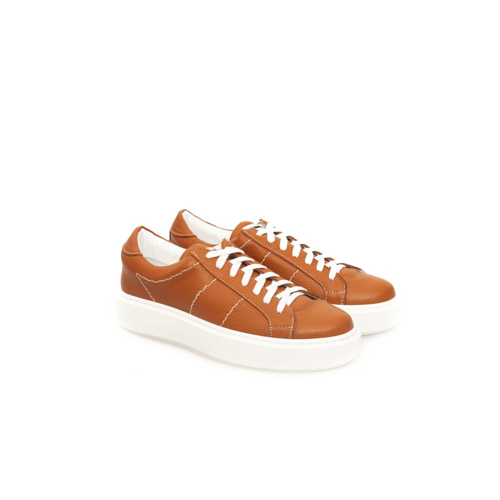 Cerruti 1881 Orange Leather Men Sneaker