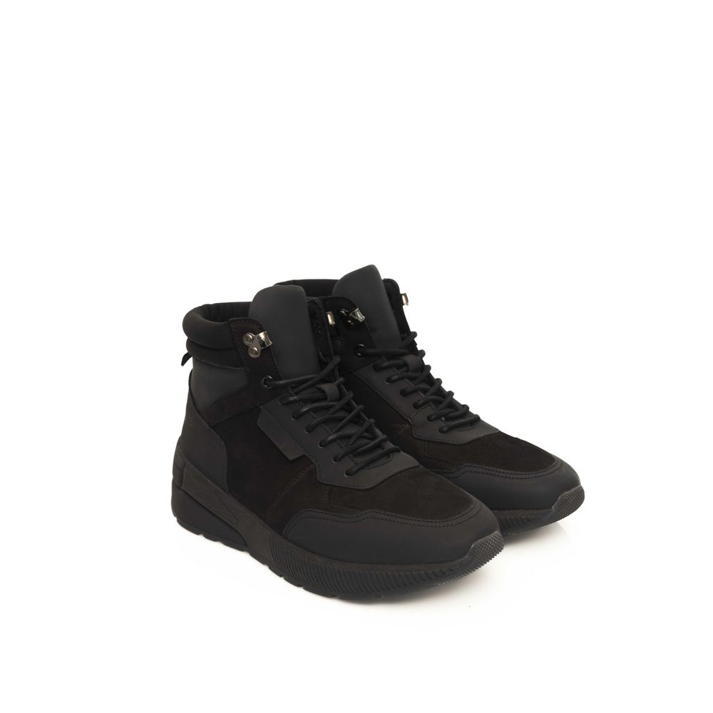 Cerruti 1881 Black Leather Men Sneaker