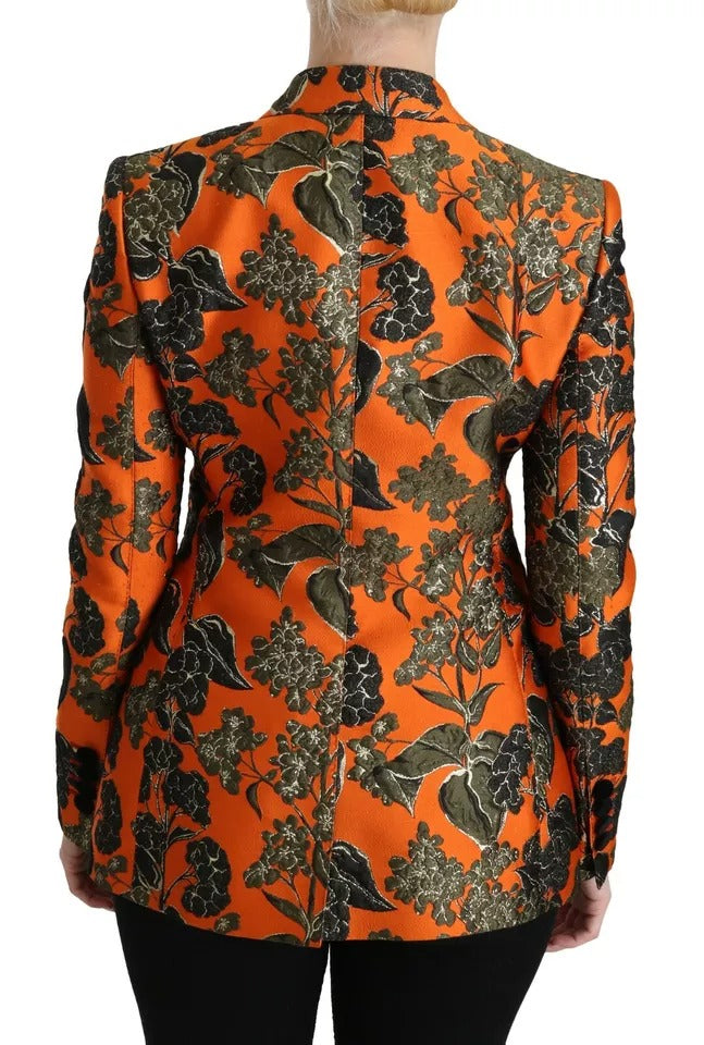 Dolce &amp; Gabbana Orange Floral Brocade Coat Blazer Jacket