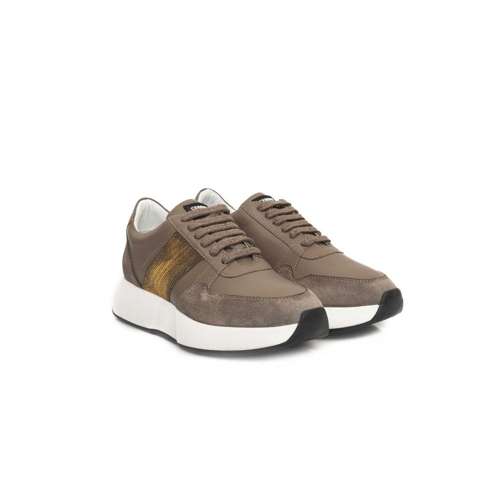 Cerruti 1881 Beige Leather Women Sneaker