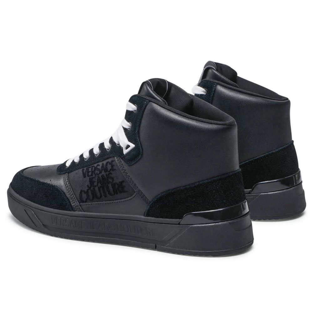 Versace Jeans Black Leather Di Calfskin Sneaker