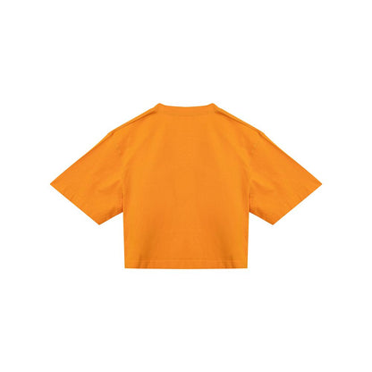 Off-White Orange Cotton Statement Top for Women