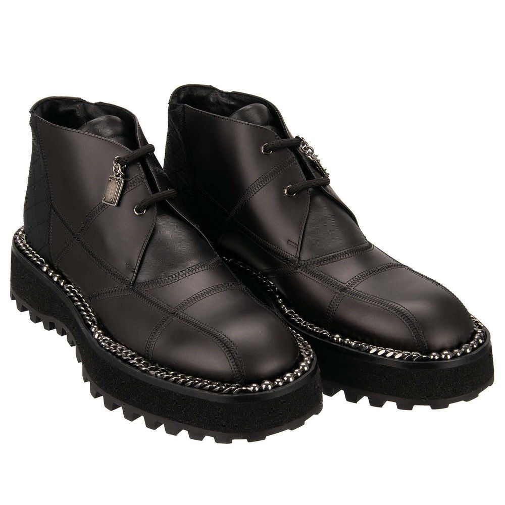 Dolce &amp; Gabbana Black Leather Di Lambskin Boot