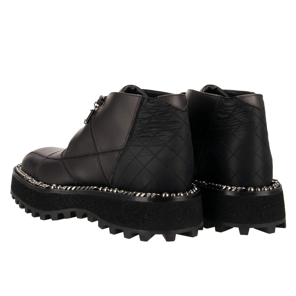 Dolce &amp; Gabbana Black Leather Di Lambskin Boot