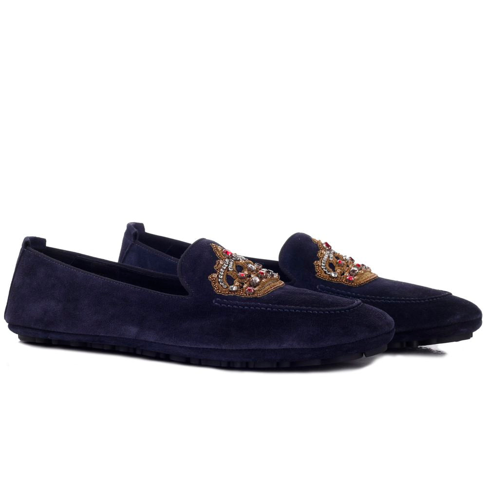 Dolce &amp; Gabbana Blue Leather Di Calfskin Loafer