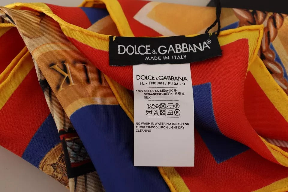 Dolce &amp; Gabbana Multicolor Italy China Silk Shawl Wrap Scarf