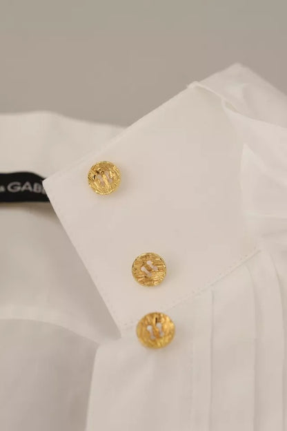 Dolce &amp; Gabbana White Cotton Collared Long Sleeves Formal Shirt Top