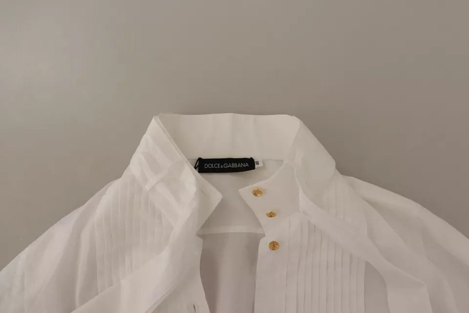 Dolce &amp; Gabbana White Cotton Collared Long Sleeves Formal Shirt Top