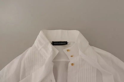 Dolce &amp; Gabbana White Cotton Collared Long Sleeves Formal Shirt Top