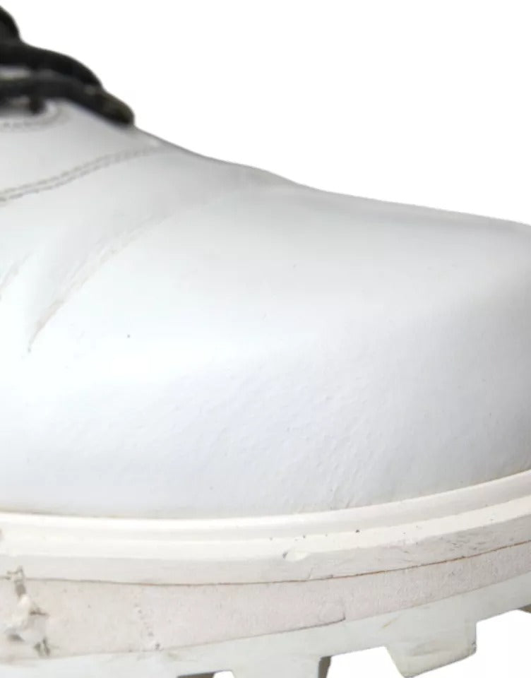 Dolce &amp; Gabbana White Vulcano Trekking Ankle Boots Men Shoes