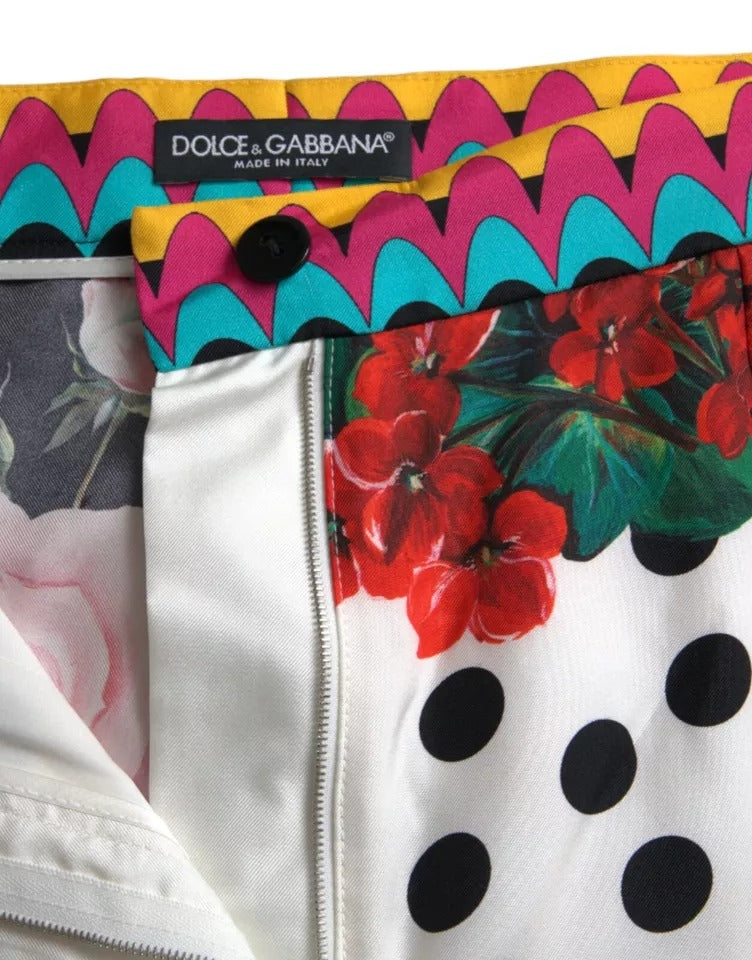 Dolce &amp; Gabbana Multicolor Floral Polka Dot Hot Pants Shorts