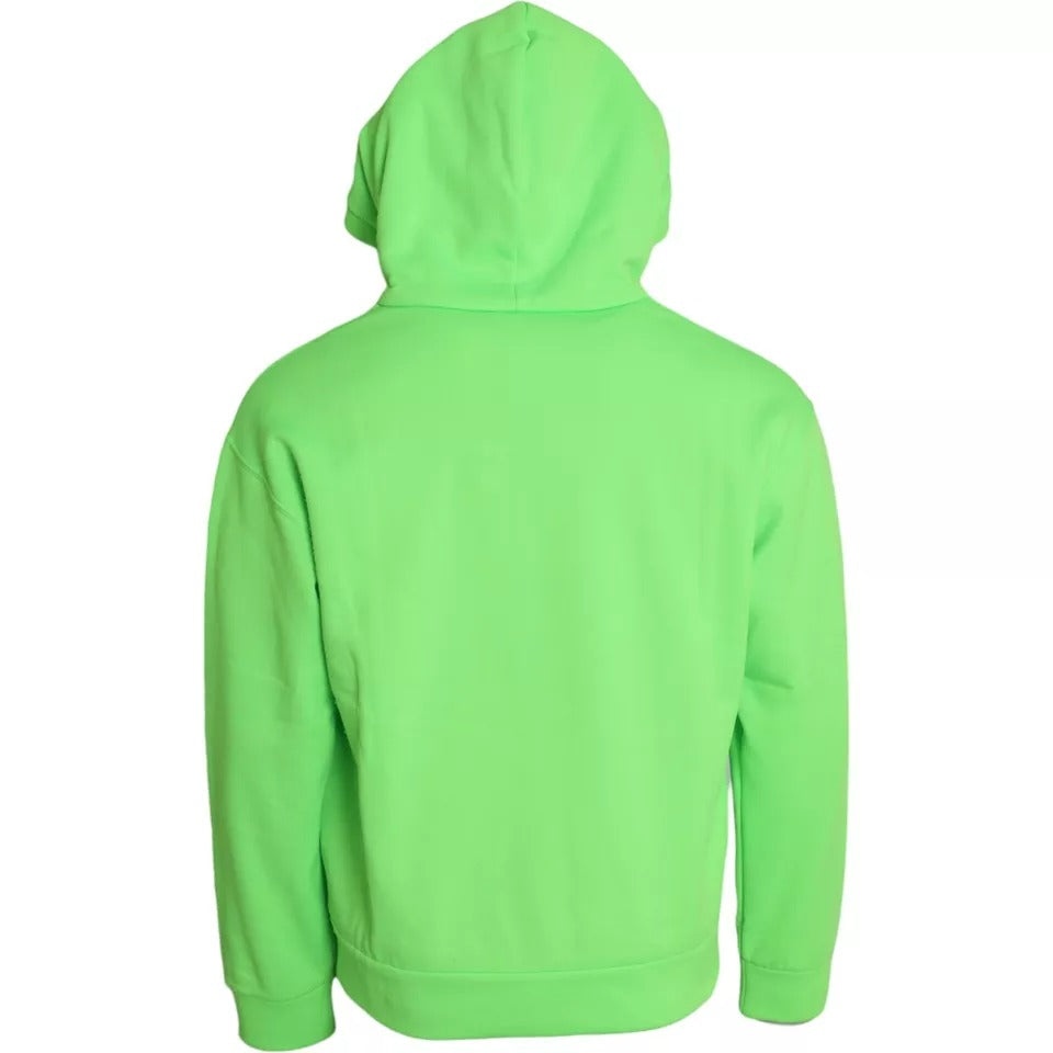 Dolce &amp; Gabbana Neon Green Logo Pullover Hooded Sweatshirt Sweater