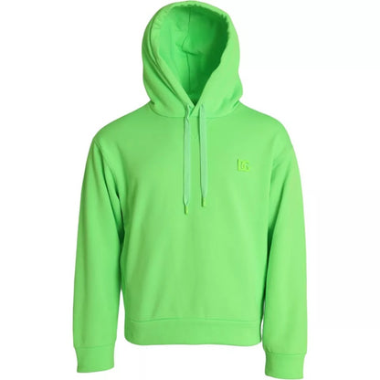 Dolce &amp; Gabbana Neon Green Logo Pullover Hooded Sweatshirt Sweater