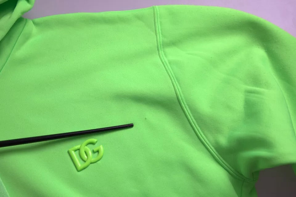 Dolce &amp; Gabbana Neon Green Logo Pullover Hooded Sweatshirt Sweater