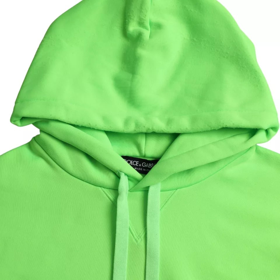 Dolce &amp; Gabbana Neon Green Logo Pullover Hooded Sweatshirt Sweater