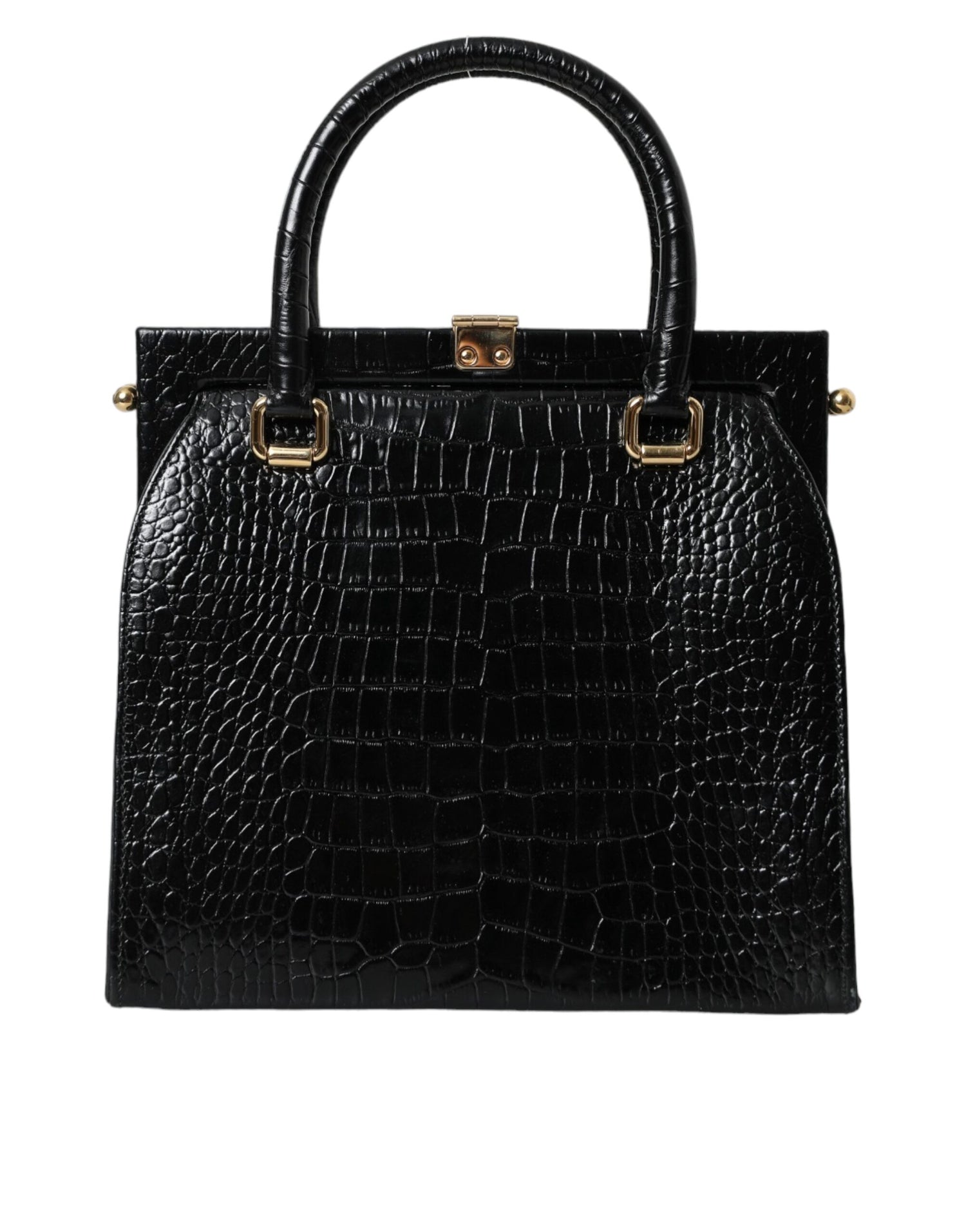 Dolce &amp; Gabbana Black Exotic Leather Top Handle Tote Women Bag