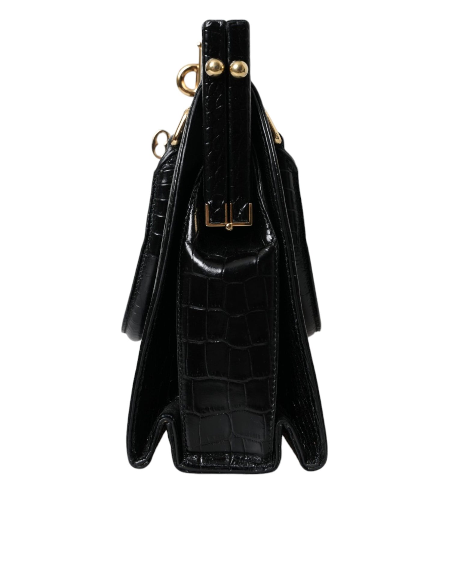 Dolce &amp; Gabbana Black Exotic Leather Top Handle Tote Women Bag