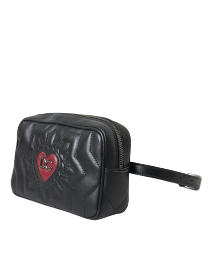 Dolce &amp; Gabbana Black Leather Marsupio Quilting Love Belt Fanny Pack Bag