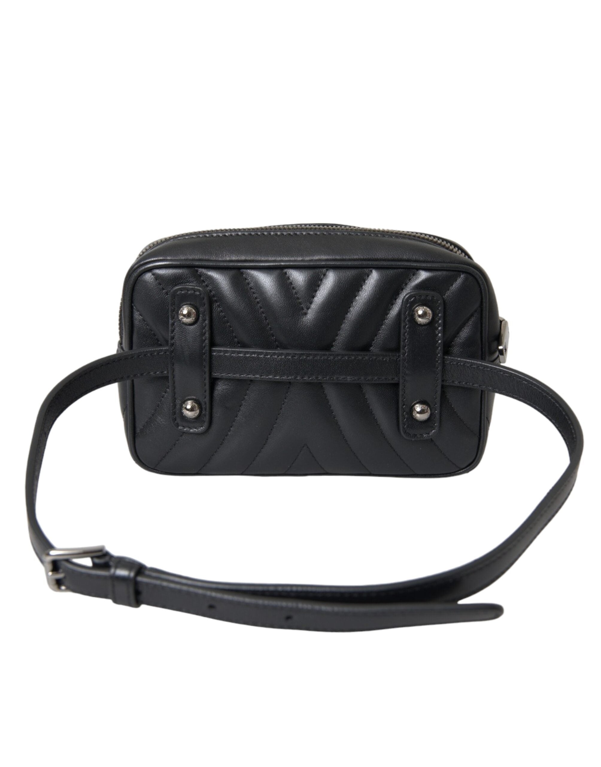 Dolce &amp; Gabbana Black Leather Marsupio Quilting Love Belt Fanny Pack Bag