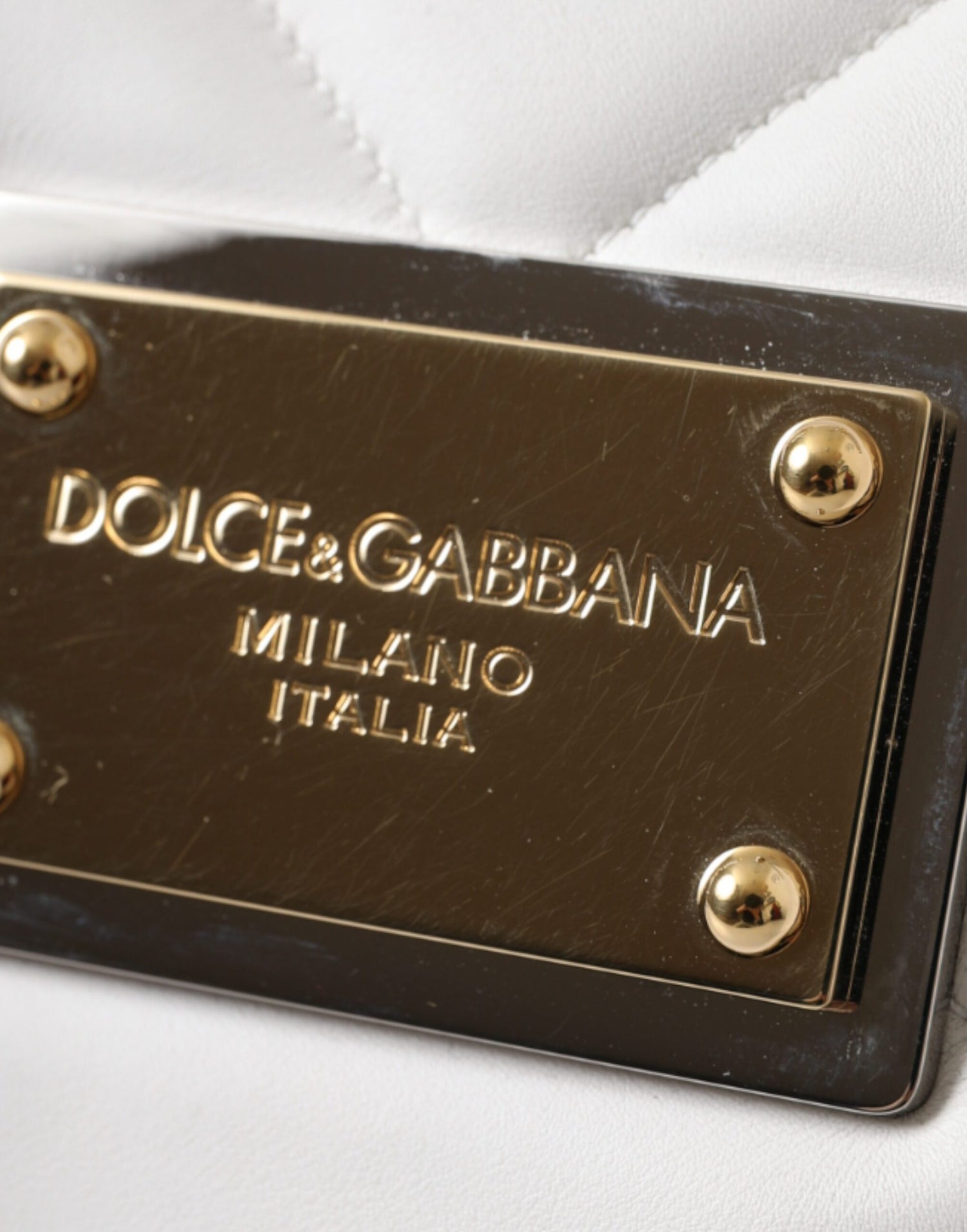 Dolce &amp; Gabbana White Calf Leather 90&