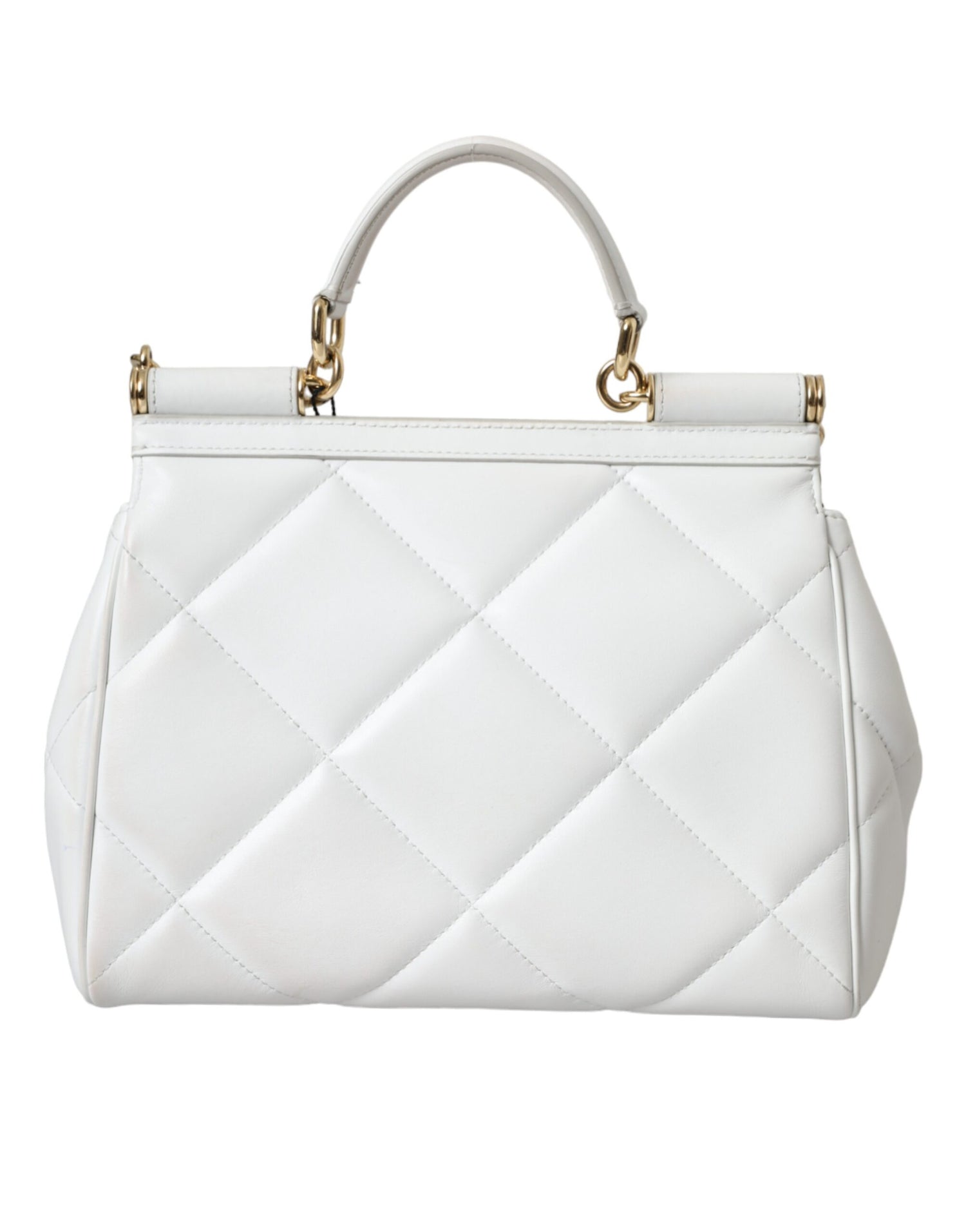 Dolce &amp; Gabbana White Quilted Leather SICILY Hand Shoulder Purse Satchel Bag