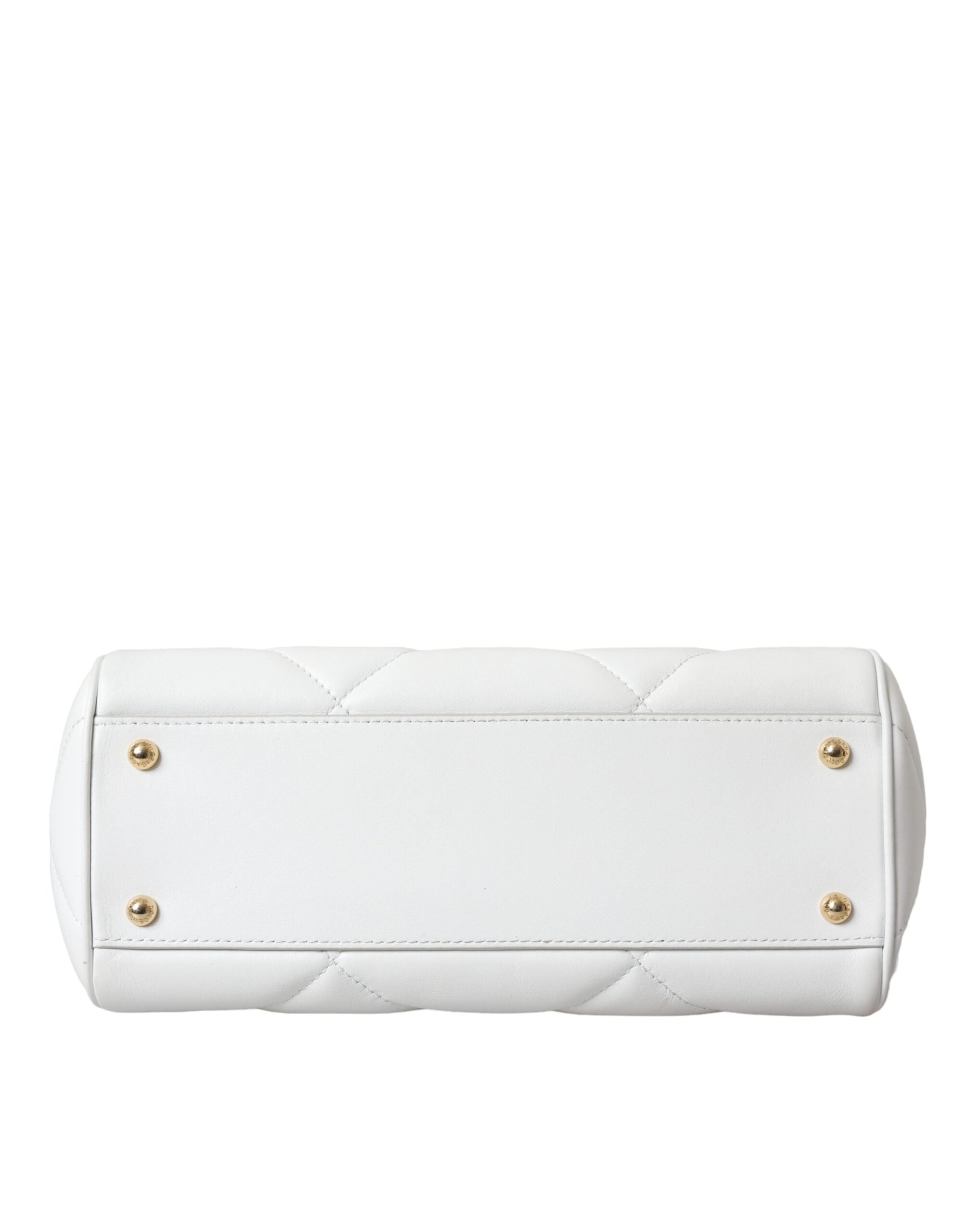 Dolce &amp; Gabbana White Quilted Leather SICILY Hand Shoulder Purse Satchel Bag