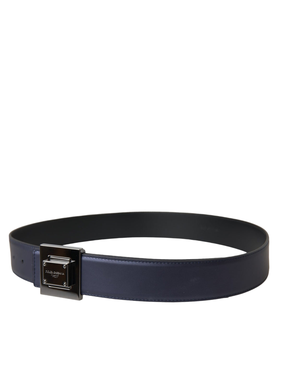 Dolce &amp; Gabbana Blue Leather Square Metal Buckle Belt