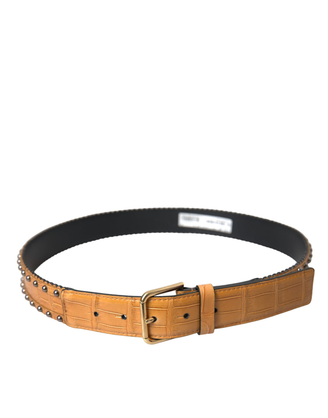 Dolce &amp; Gabbana Beige Alligator Leather Studded Metal Buckle Belt