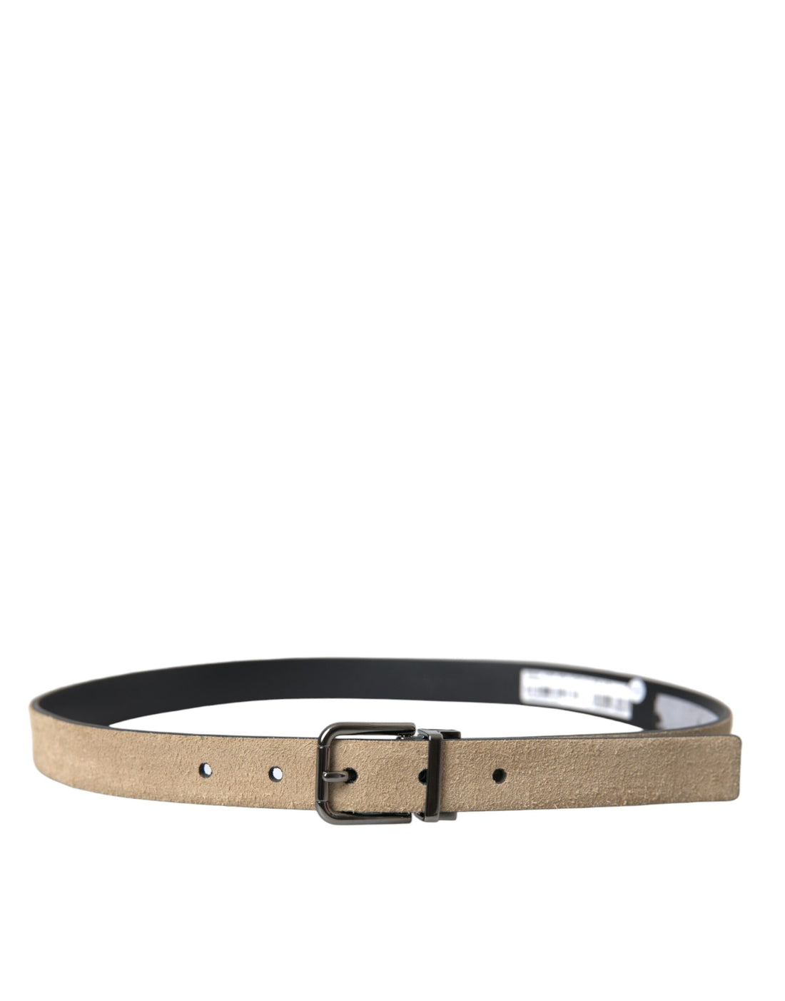 Dolce &amp; Gabbana Beige Suede Leather Silver Metal Buckle Belt