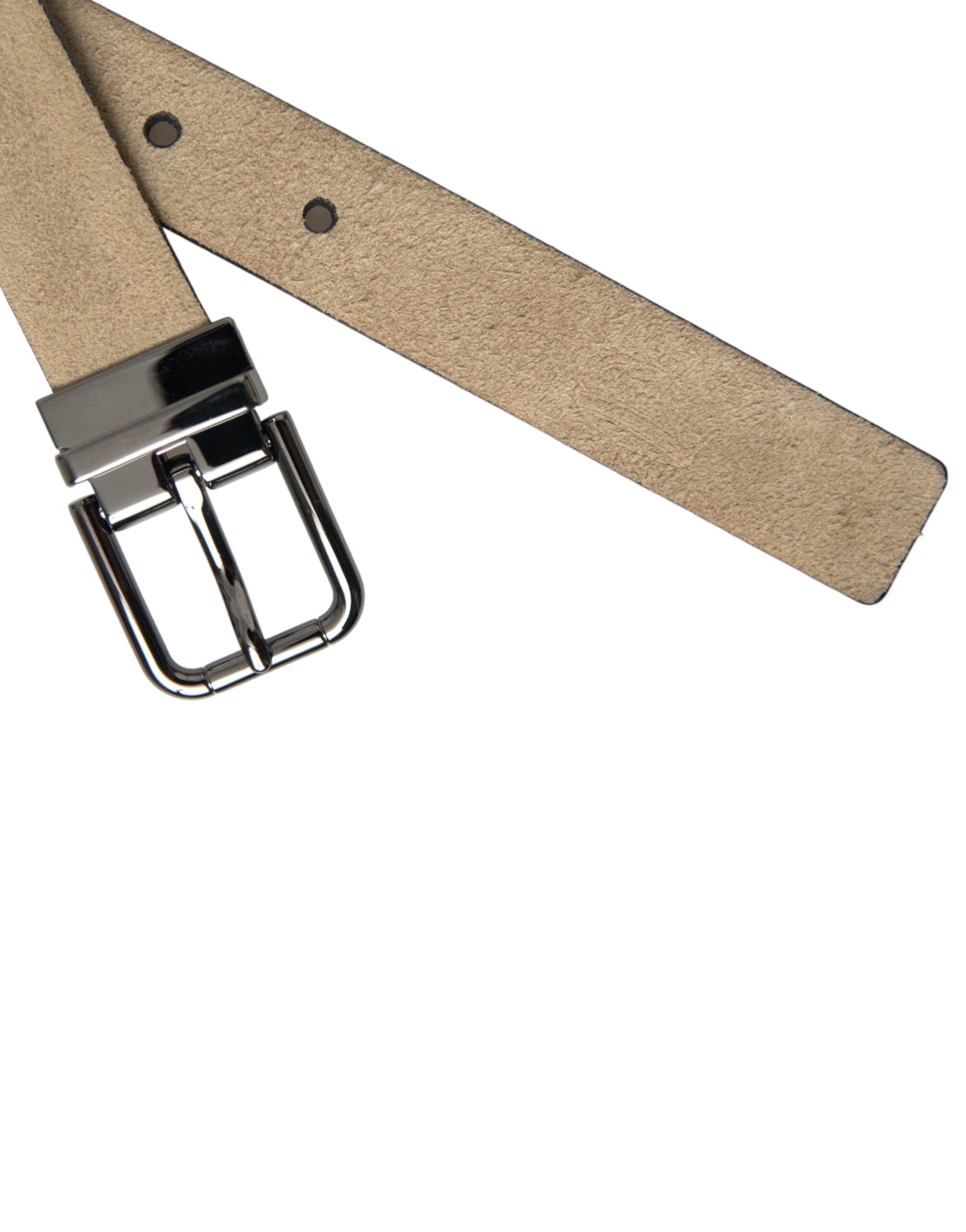 Dolce &amp; Gabbana Beige Suede Leather Silver Metal Buckle Belt