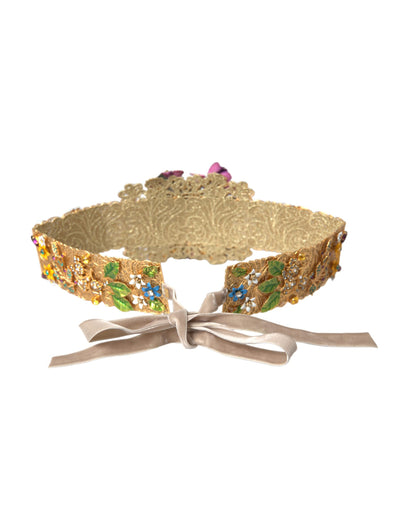 Dolce &amp; Gabbana Multicolor Embellished Floral Crystal Wide Waist Belt