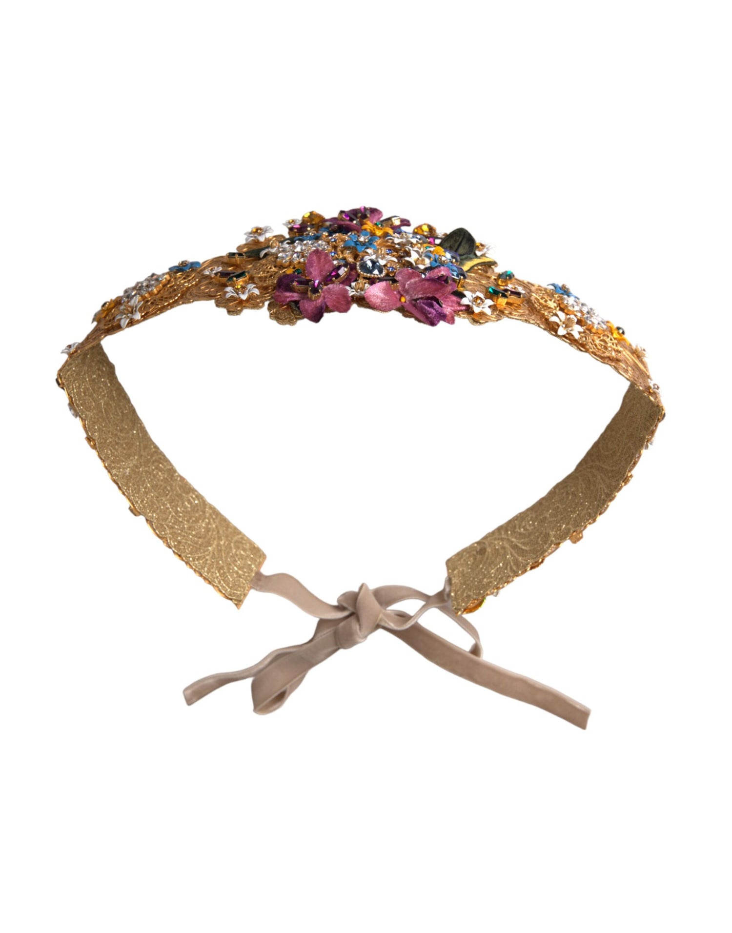 Dolce &amp; Gabbana Multicolor Embellished Floral Crystal Wide Waist Belt